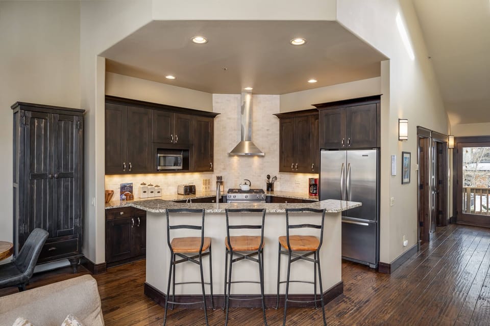 Seating for three at the kitchen island