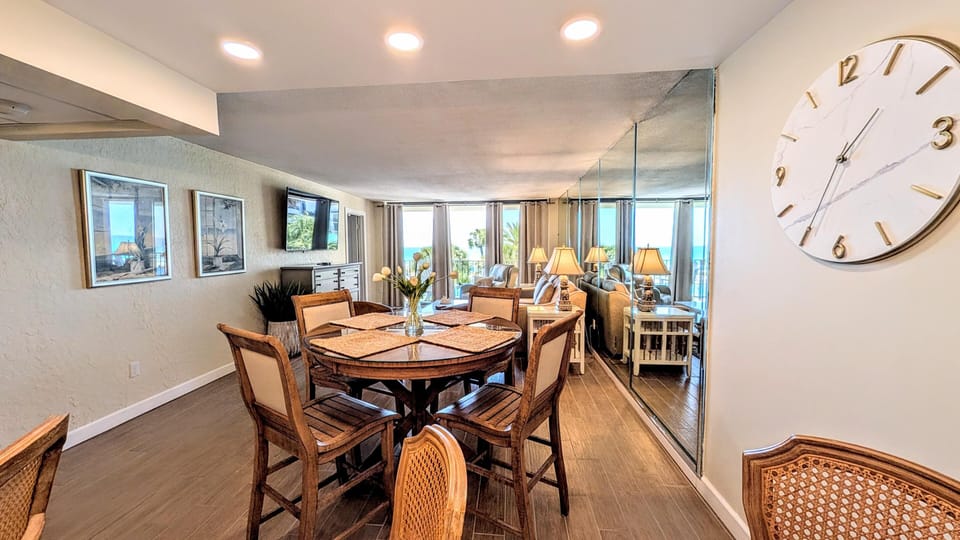 Spacious dining area with ocean views and natural light