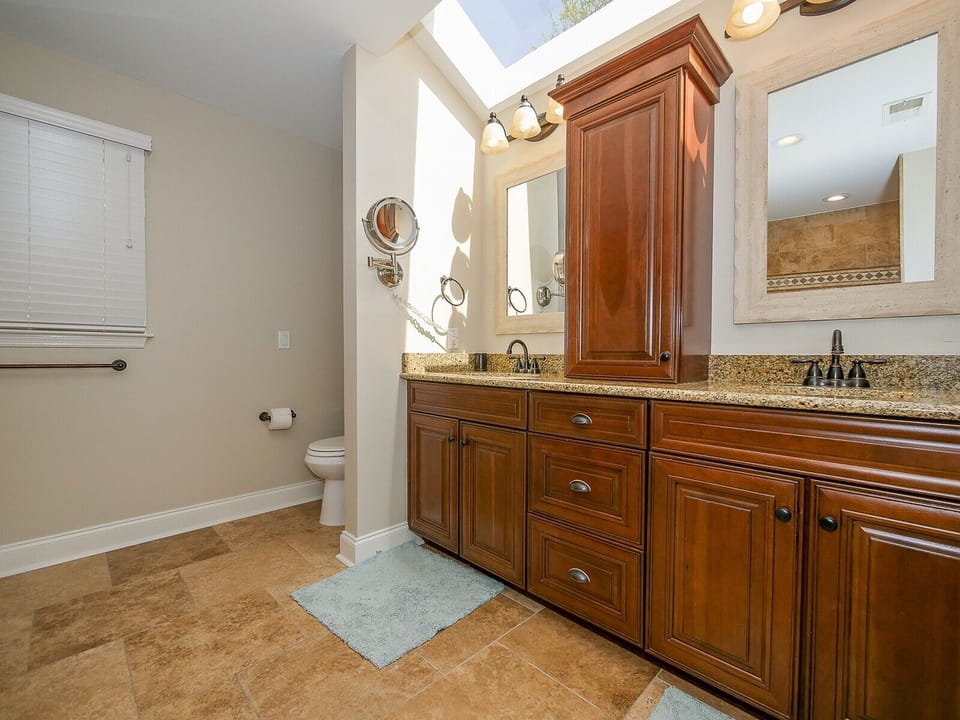 Renovated Master Bath with Double Vanity at 16 Heath Drive