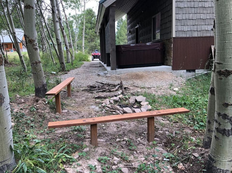 Hot tub, fire pit, and grill right outside!