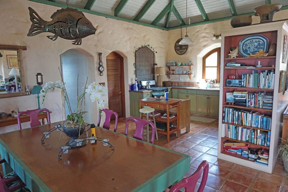 Looking into the kitchen from the dining room area