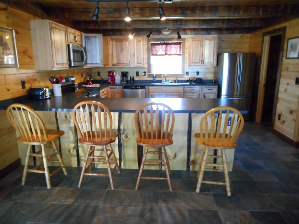 Large kitchen done in pine, hickory and hemlock