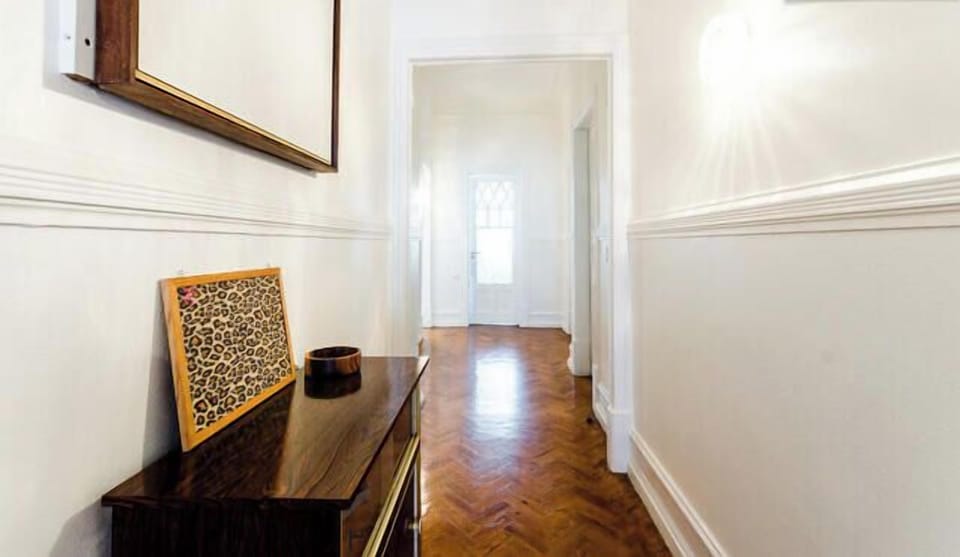 View of the hallway from the entrance of the apartment.