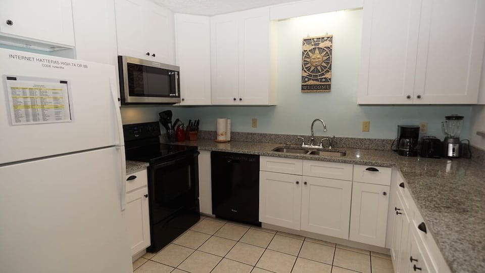 All the Conveniences, Microwave, Coffee Maker, Coffee Grinder, Toaster, Blender