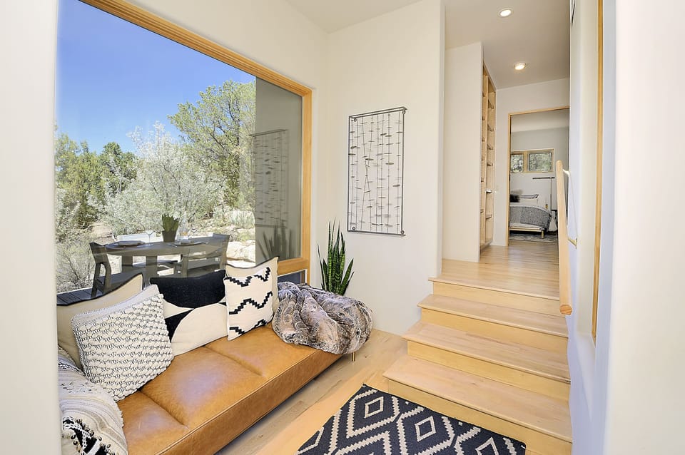 Cozy nook with daybed boasts a glorious view by day, and a starry starry night

