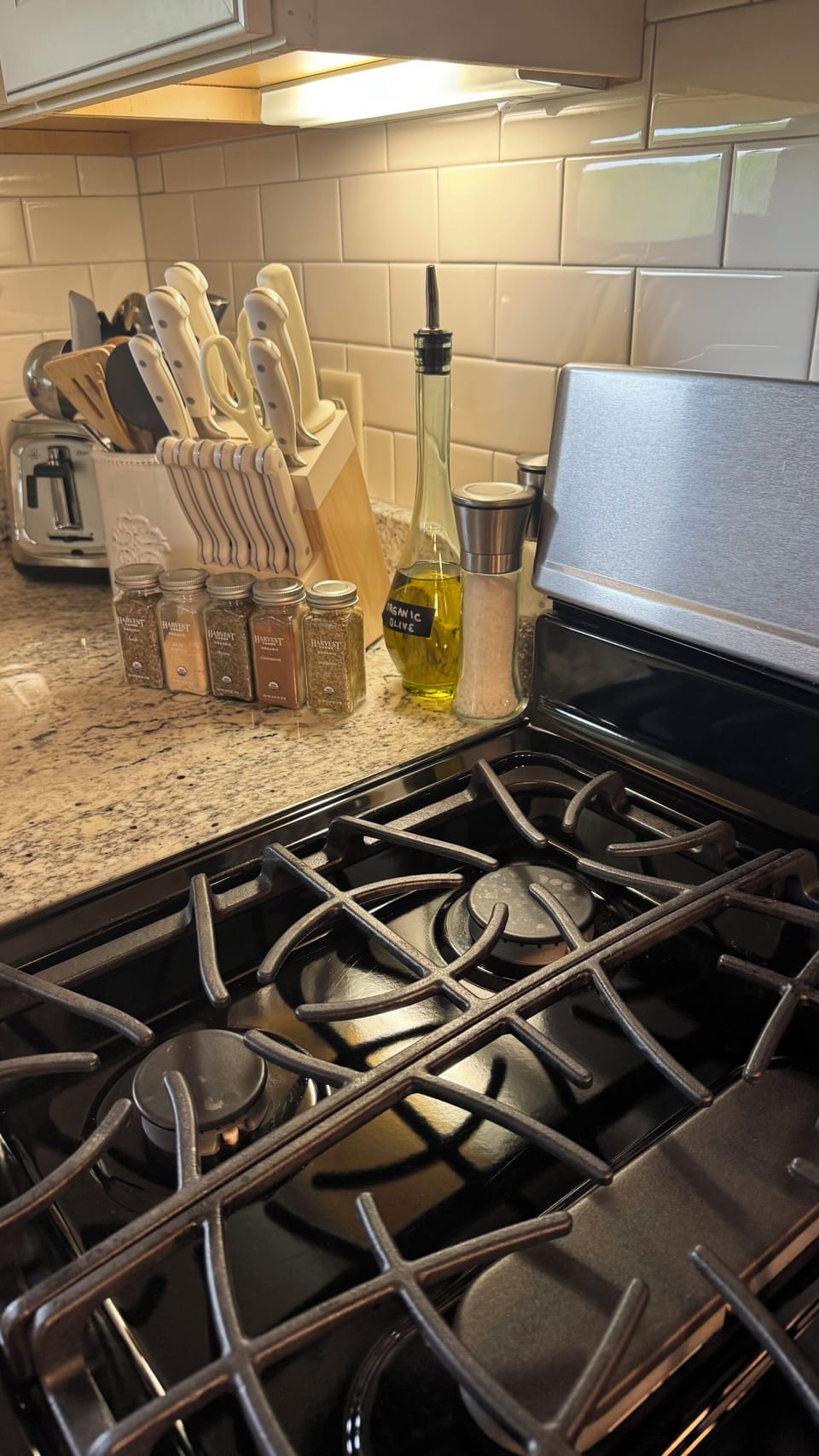 Main level kitchen. Organic oil, salt, pepper, basic spices, pan spray.