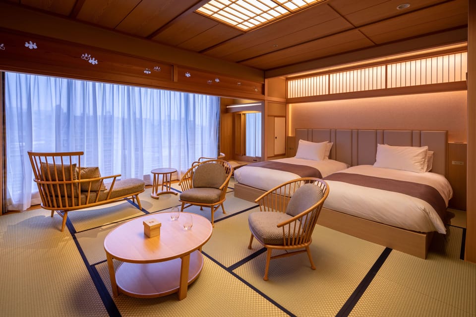 Japanese-Style Deluxe Room with Open-Air Bath A | In-room safe, desk, blackout drapes, iron/ironing board (on request)