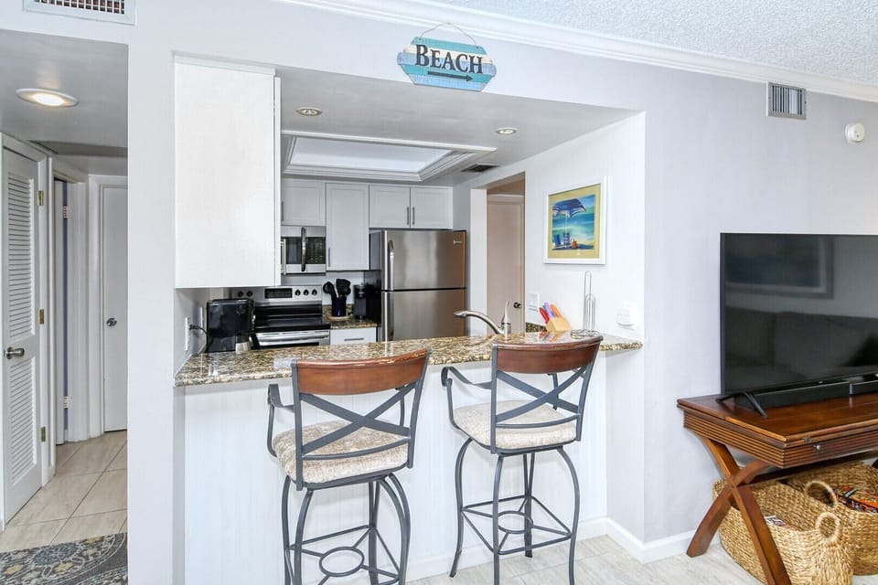 Bar stools at kitchen counter