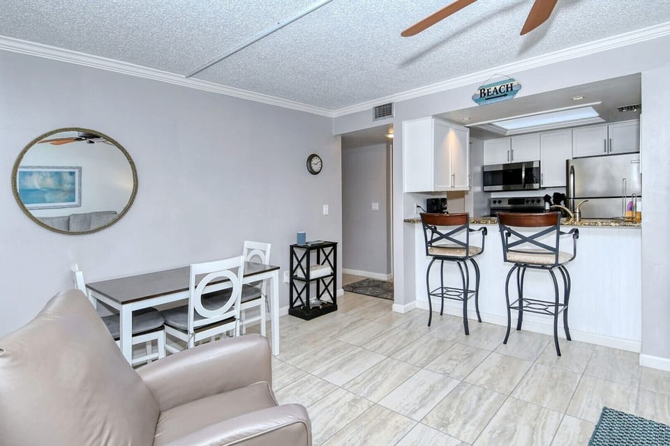 View of kitchen and dining area 
