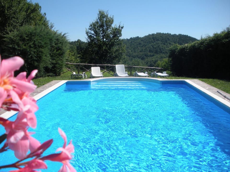pool with mountain views