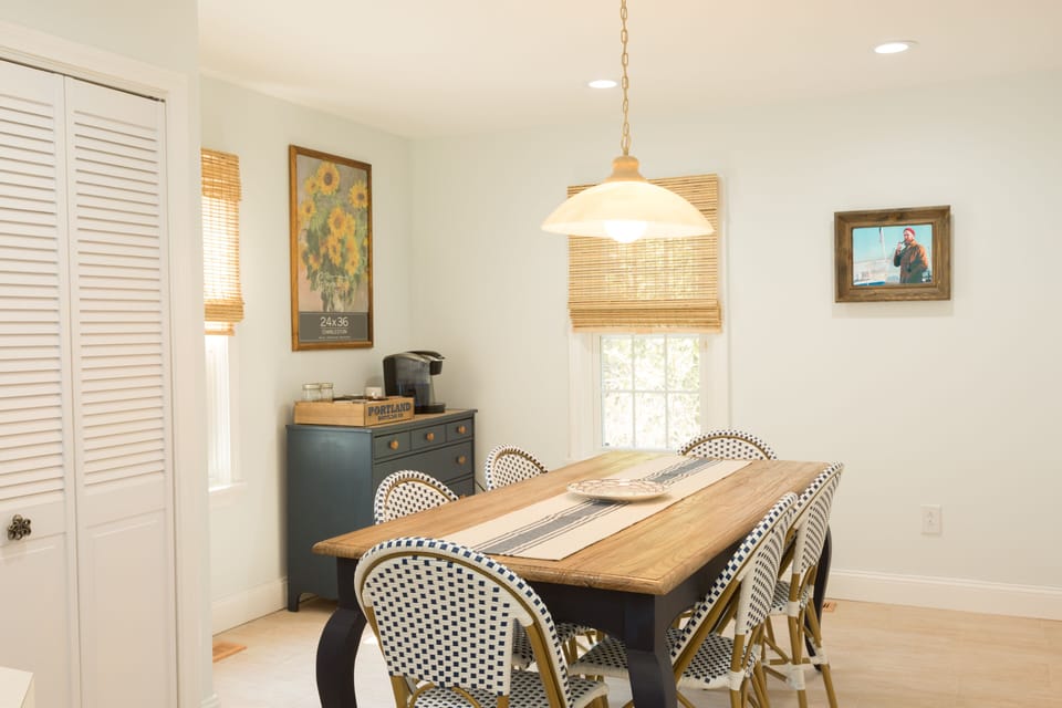 Dining table inside easily seats 8