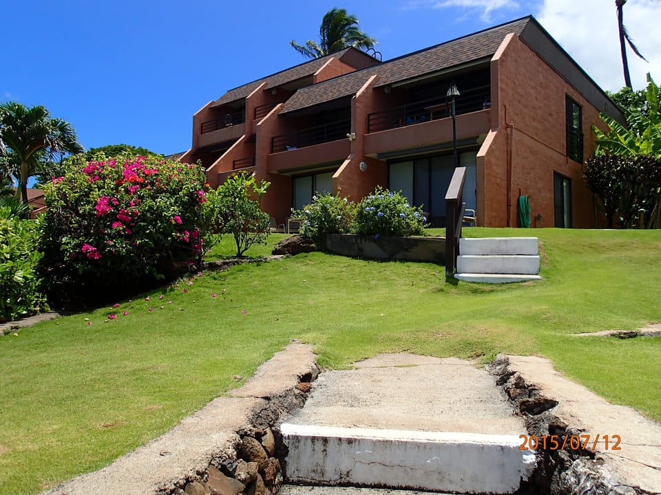 Pathway from snorkel ladder to condos.  Ours are the 2 ground level at the end