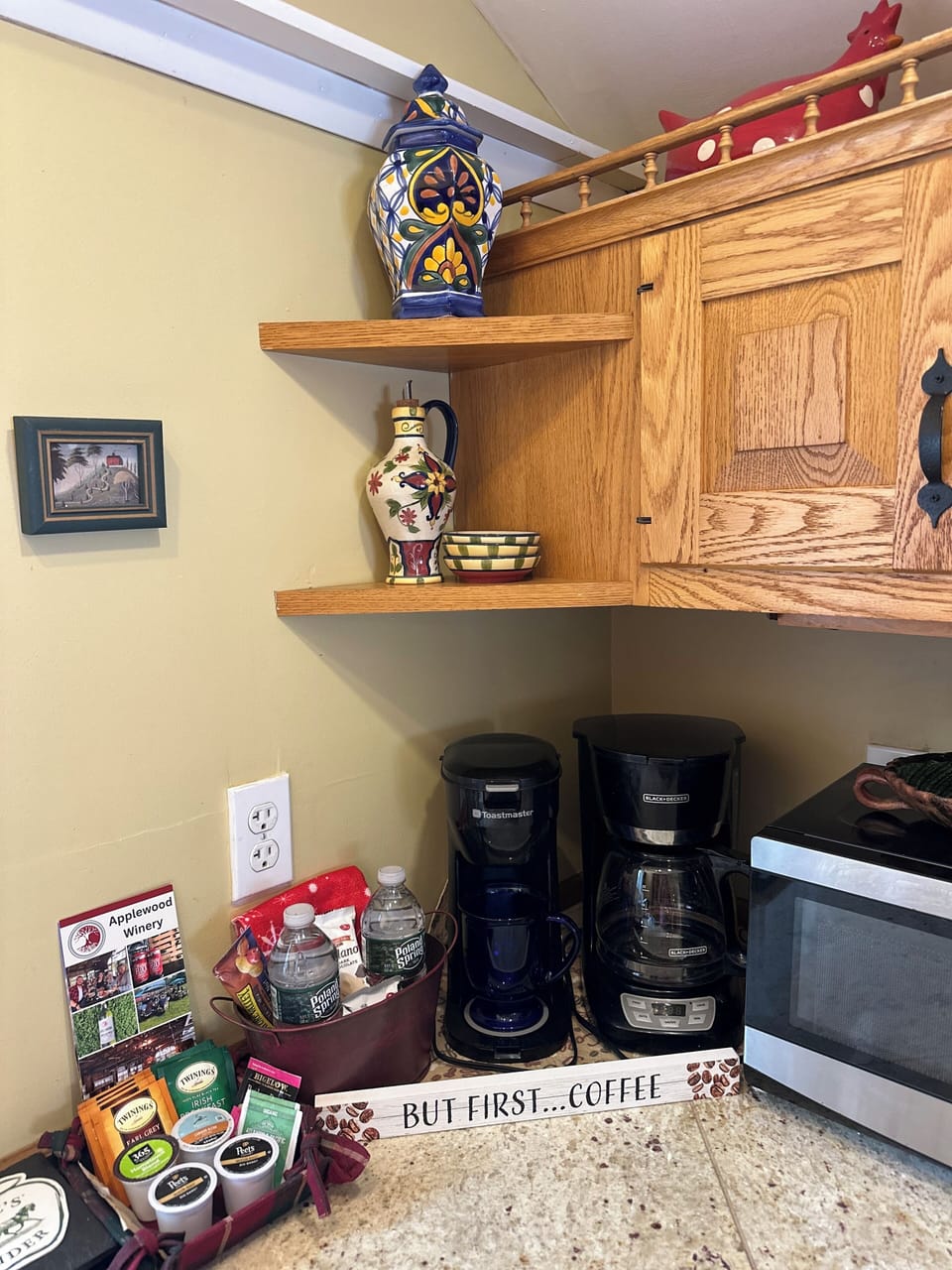 Coffee & Tea station. Keurig & Drip coffee makers.