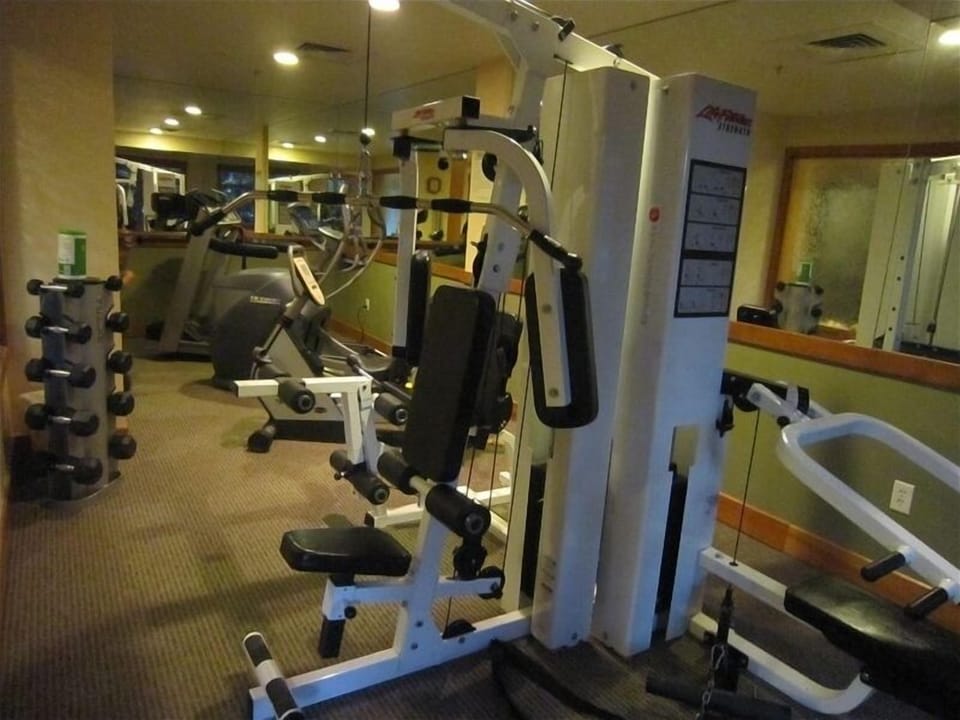 Fully equipped exercise room with sauna/steam room next to it (not pictured)