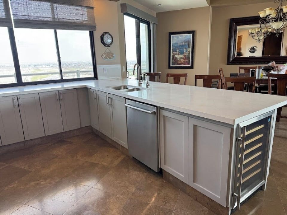 Kitchen looking at golf course.
