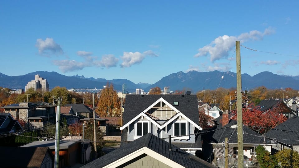 View from home of downtown and North Shore mountains