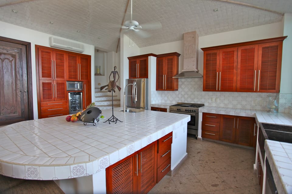 Large kitchen with top of the line appliances, including nespresso machine