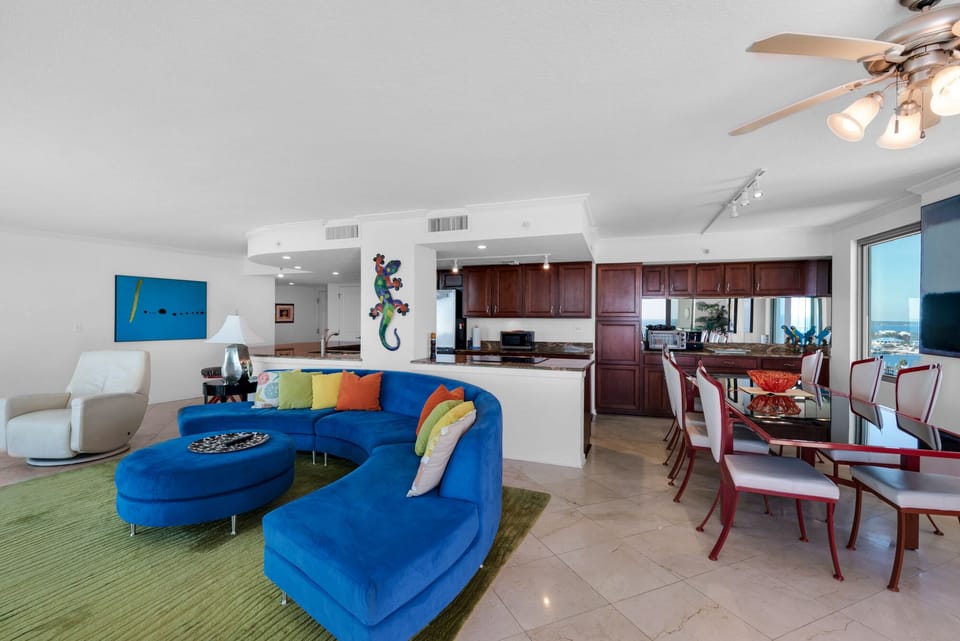 Open concept living room.  Great space for a large group or just hanging out.