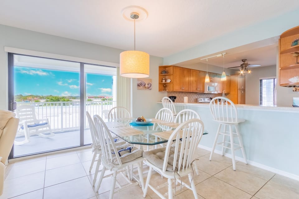 West-facing balcony provides views of spectacular sunsets over the Banana River 