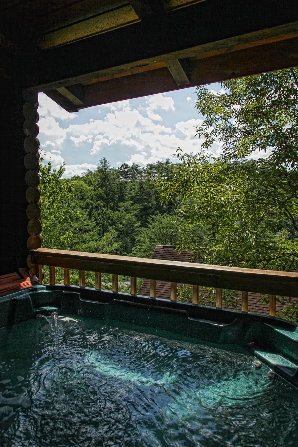 Hot tub on the back porch