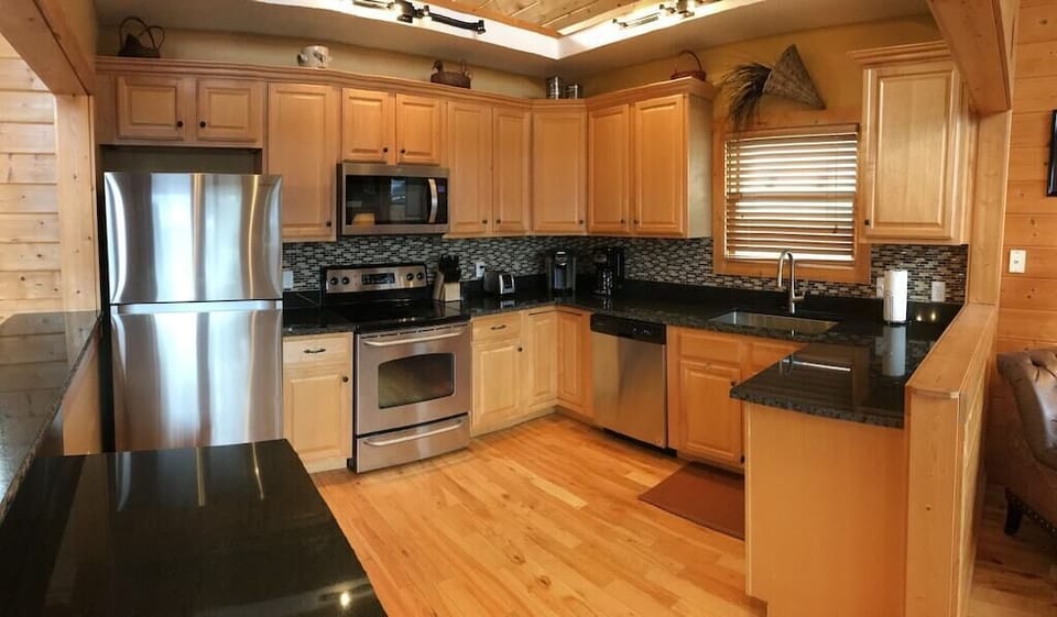 Kitchen comes fully stocked with everything you could need.  