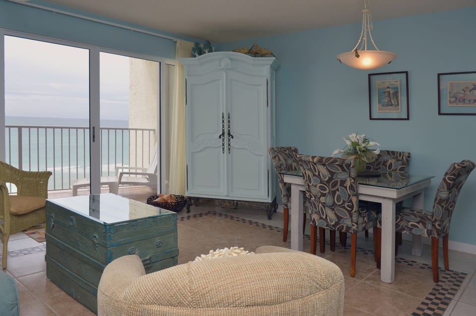 Beautiful views from the 5th floor in Tower 2. Newly painted a serene blue!