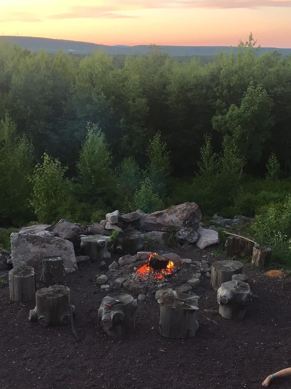 A nice fire in the fire pit at dusk. S'mores anyone?