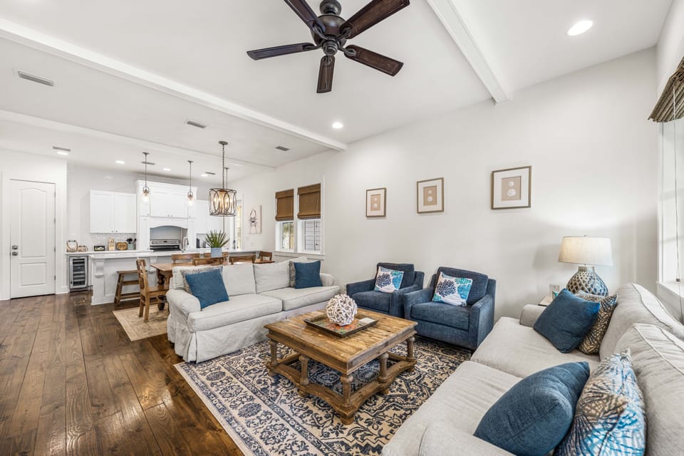 Don't miss out on family time while preparing dinner in this spacious, open floor plan