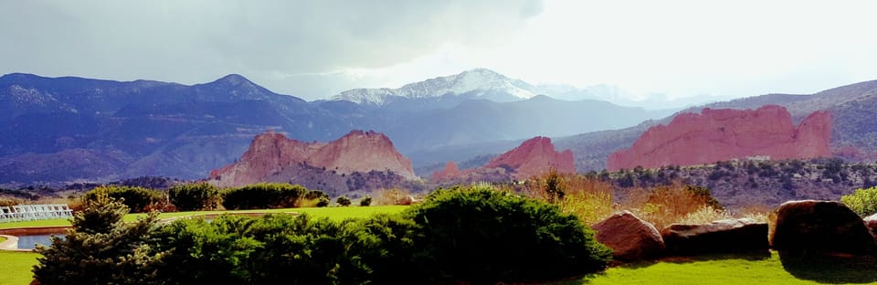 Garden of the Gods with Pike's Peak in the distance just a 4 min drive from home