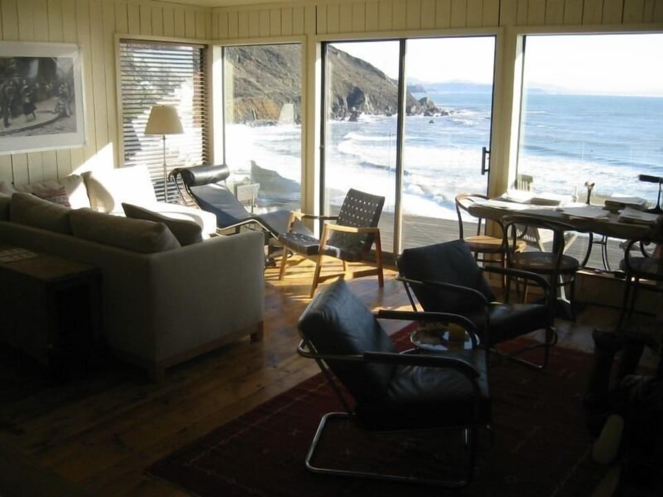 Living room with view of San Francisco. 
