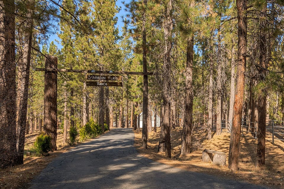 Entrance to the property which encompasses over three wooded acres