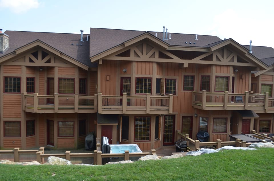 Our house is the middle unit with hot tub on deck.