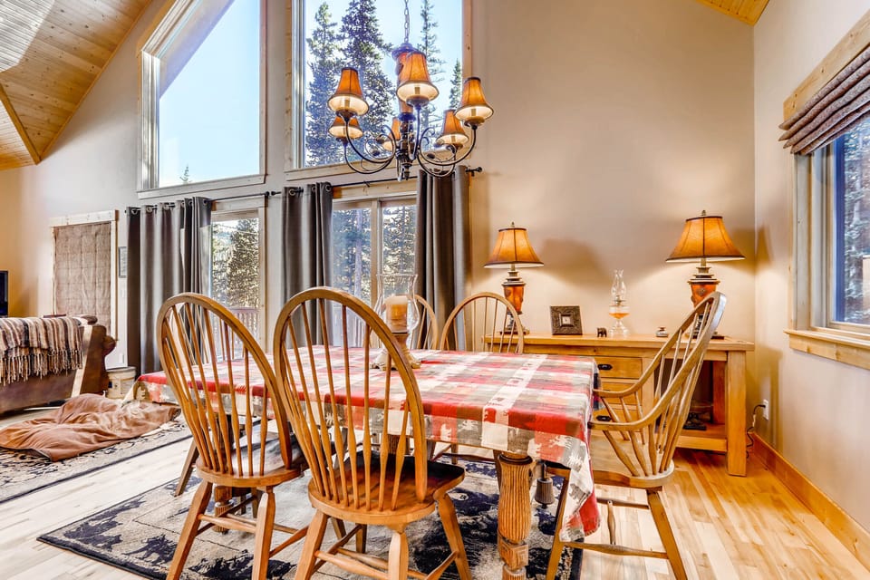 The dining room has a table that seats 6 and also has great views.