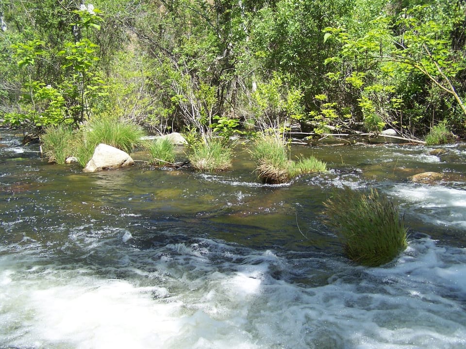 North Fork Kaweah River below old historic rock dam
