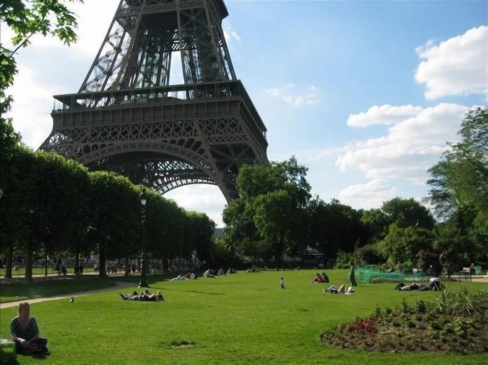 Picnic in Le Champs de Mars Park Two Blocks Away