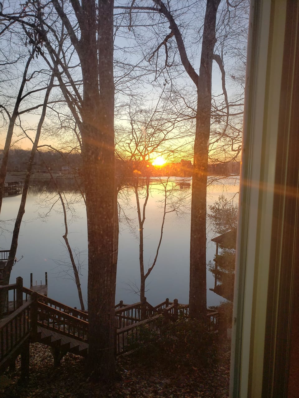 View of the sunrise from the sunroom. 