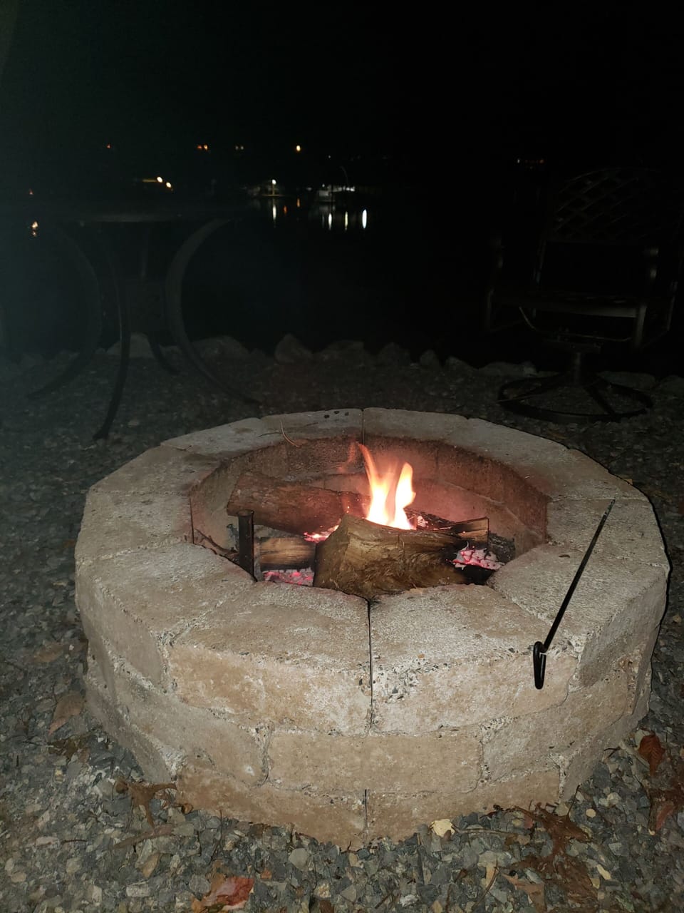 Cozy evening fire. 