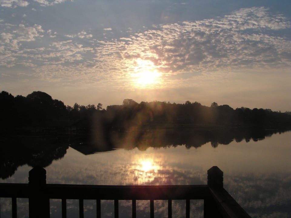 A view of the sunrise from the dock's sun deck.