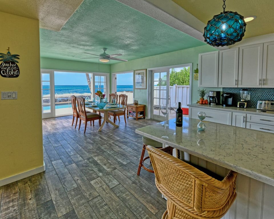 Japanese Fishing Net Glass Floats used as Kitchen Lights.Kitchen is New &Open  