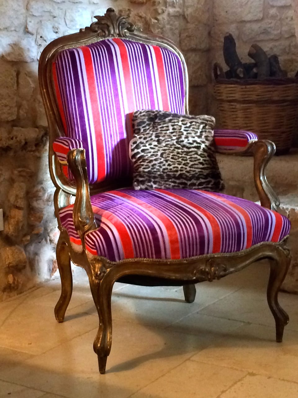 chair by the fireplace