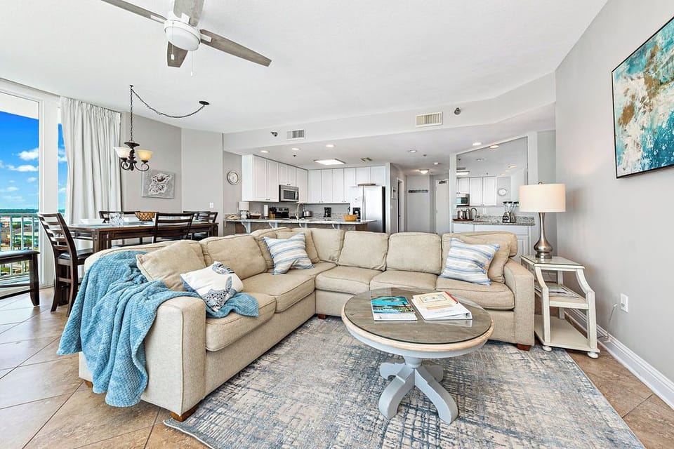 Spacious main room provides plenty of space to relax after the sun goes down.