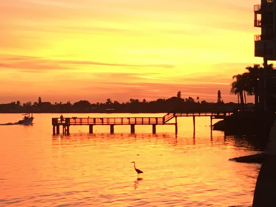 Sunset view from lanai--no need to leave the condo.!