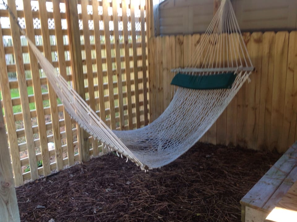 Hammock in private area under deck