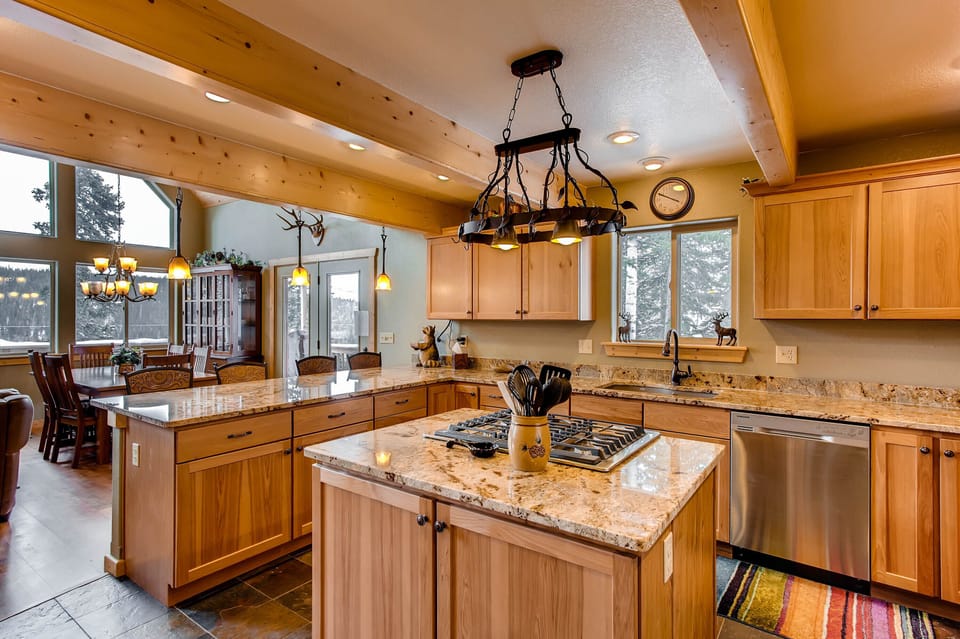 The kitchen also has fabulous views of the mountains.