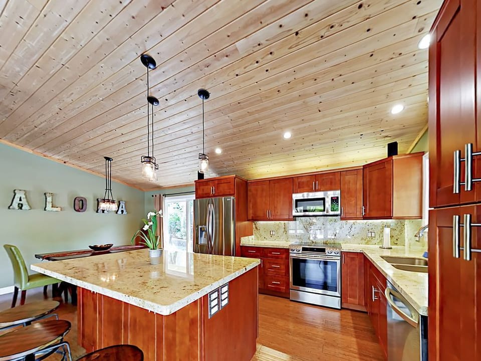 Fully equipped kitchen perfect for preparing meals after a day at the beach