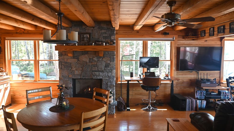 Dining Room, Propane Fireplace & Desk.  Fireplace is only in use Sept 1 - May 1.