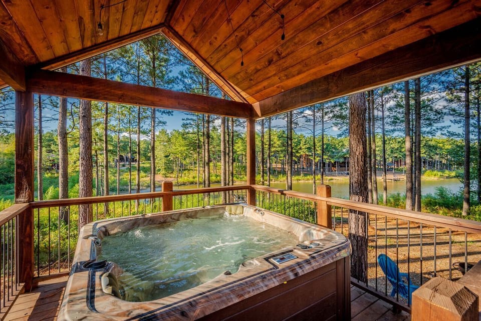 Unwind in the hot tub after a day exploring Broken Bow Lake.