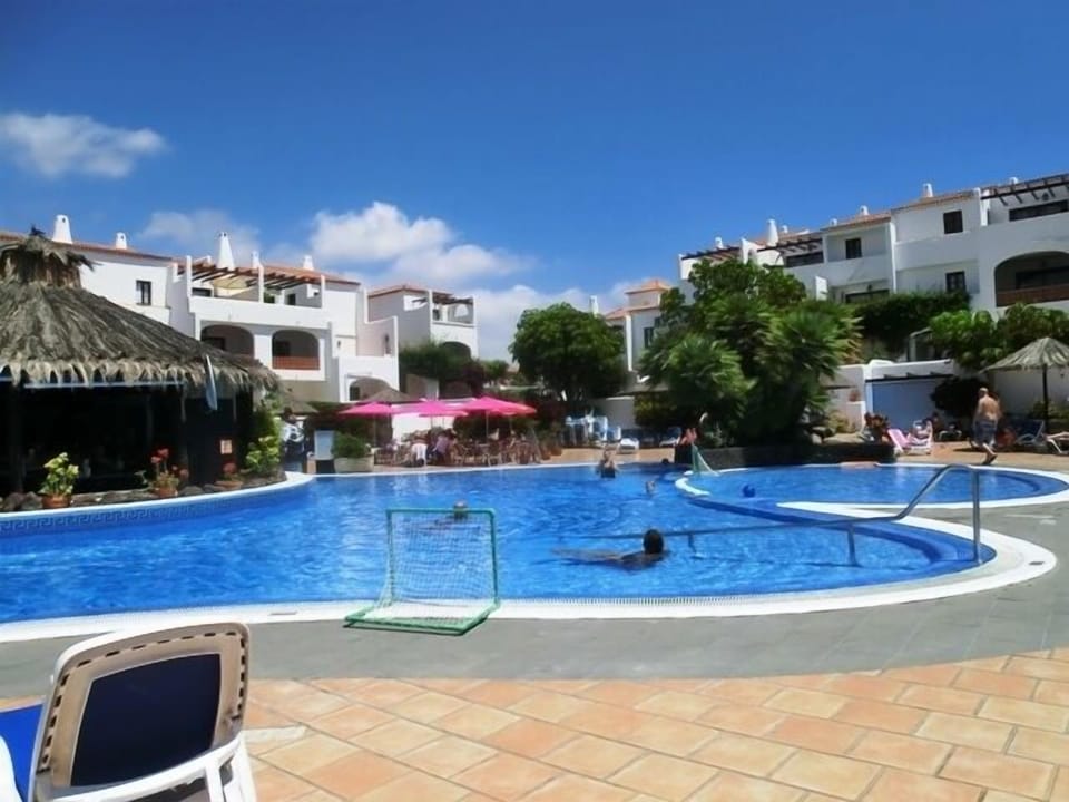 Main pool looking up to the apartment