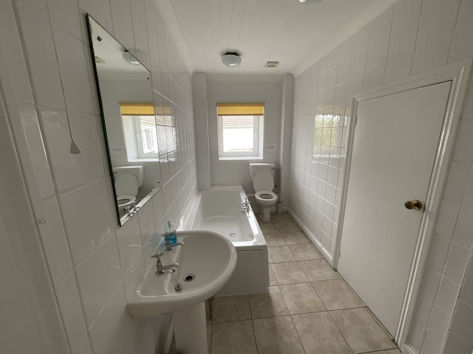 ensuite to main bedroom with bidet, large  power shower cubicle through door