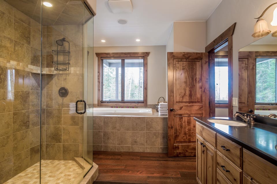 Master Bathroom with Double Head Shower and Large Tub